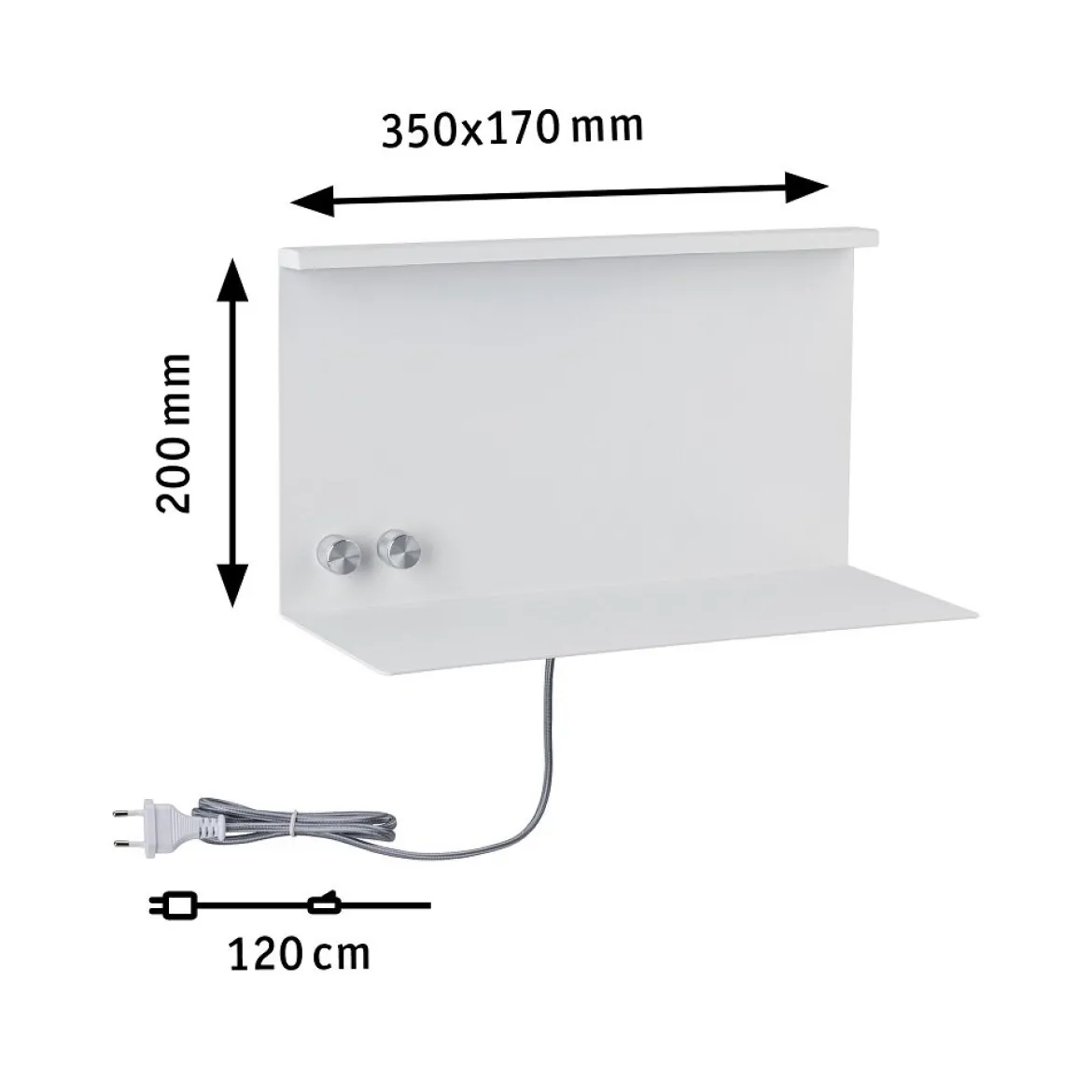 Paulmann No. 78919 LED Wandleuchte mit Ablage Jarina 4,5W & 1,6W Weiß