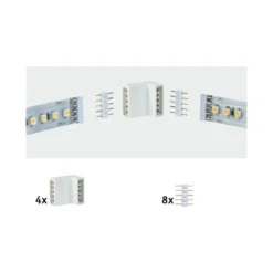 Paulmann No. 70615 MaxLED Eckverbinder Weiß 4er-Pack inkl. 8 Steckverbinder