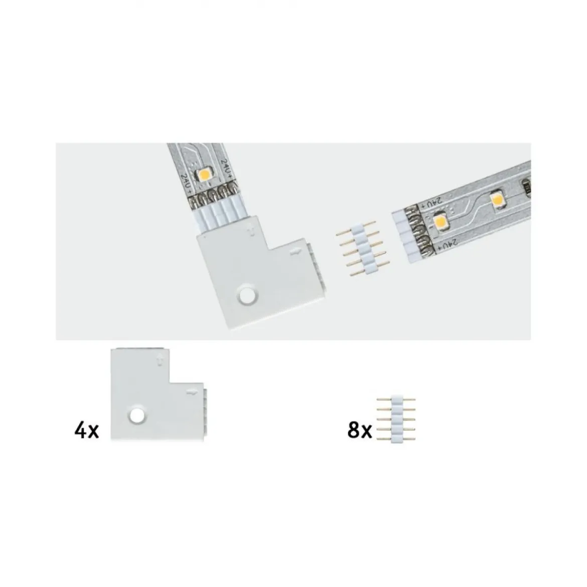 Paulmann No. 70616 MaxLED Eckverbinder 90° Weiß 4er-Pack inkl. 8 Steckverbinder