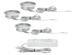 Paulmann No. 93553 Möbeleinbauleuchten-Set Micro Line LED Eisen gebürstet, 3er Set