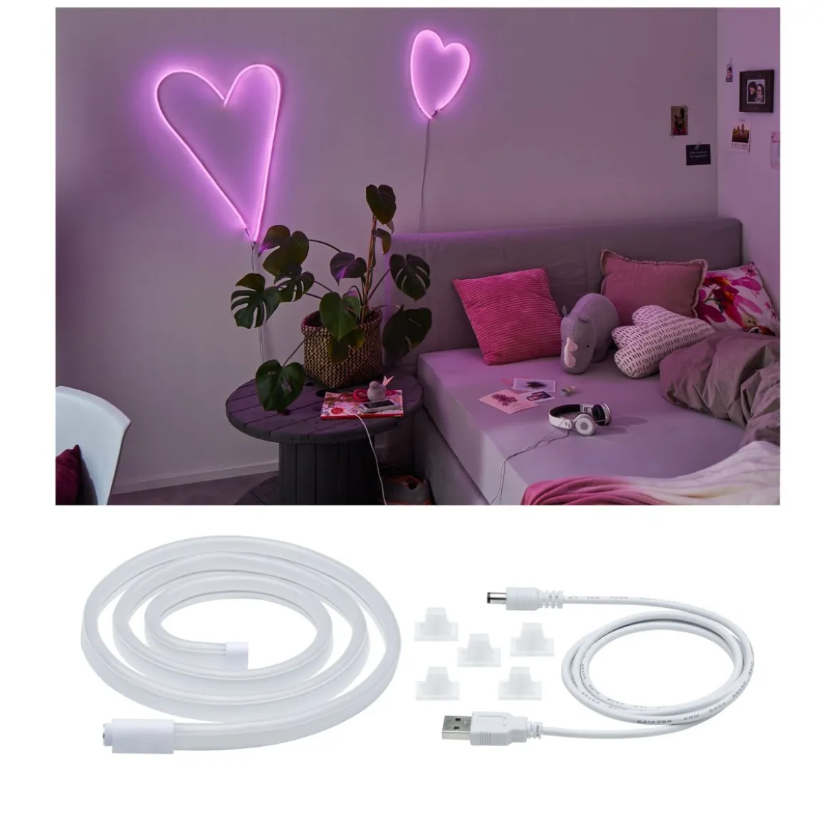 Paulmann No. 70561 Neon Colorflex USB Strip Pink 1m Pink Weiß Kunststoff