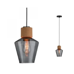 Paulmann No. 79740 Pendelleuchte Neordic Jungle Edla E27 Rauchglas, Kork, Schwarz