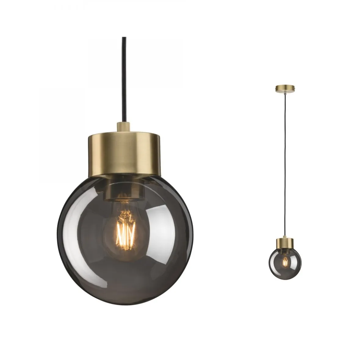 Paulmann No. 79743 Pendelleuchte Neordic Jungle Linja E27 Messing gebürstet, Rauchglas