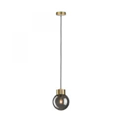 Paulmann No. 79743 Pendelleuchte Neordic Jungle Linja E27 Messing gebürstet, Rauchglas