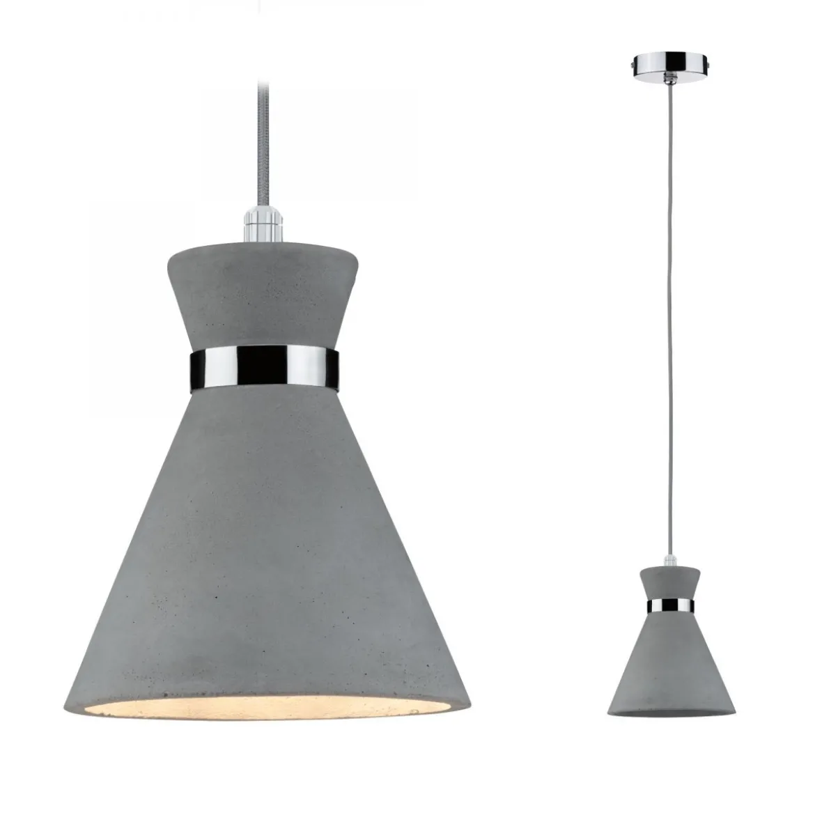 Paulmann No. 70890 Pendelleuchte Verve 1-flammig E27, IP 44, Beton, Chrom