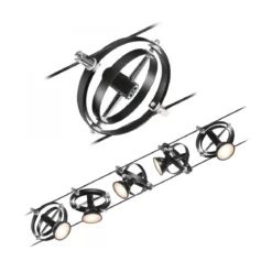 Paulmann No. 94440 Seilsystem Cardan 5 Spots Schwarz ohne Leuchtmittel DC 60VA