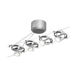 Paulmann No. 94144 Seilsystem Cardan Chrom mit 4 Spots ohne Leuchtmittel, max. 10W GU5,3
