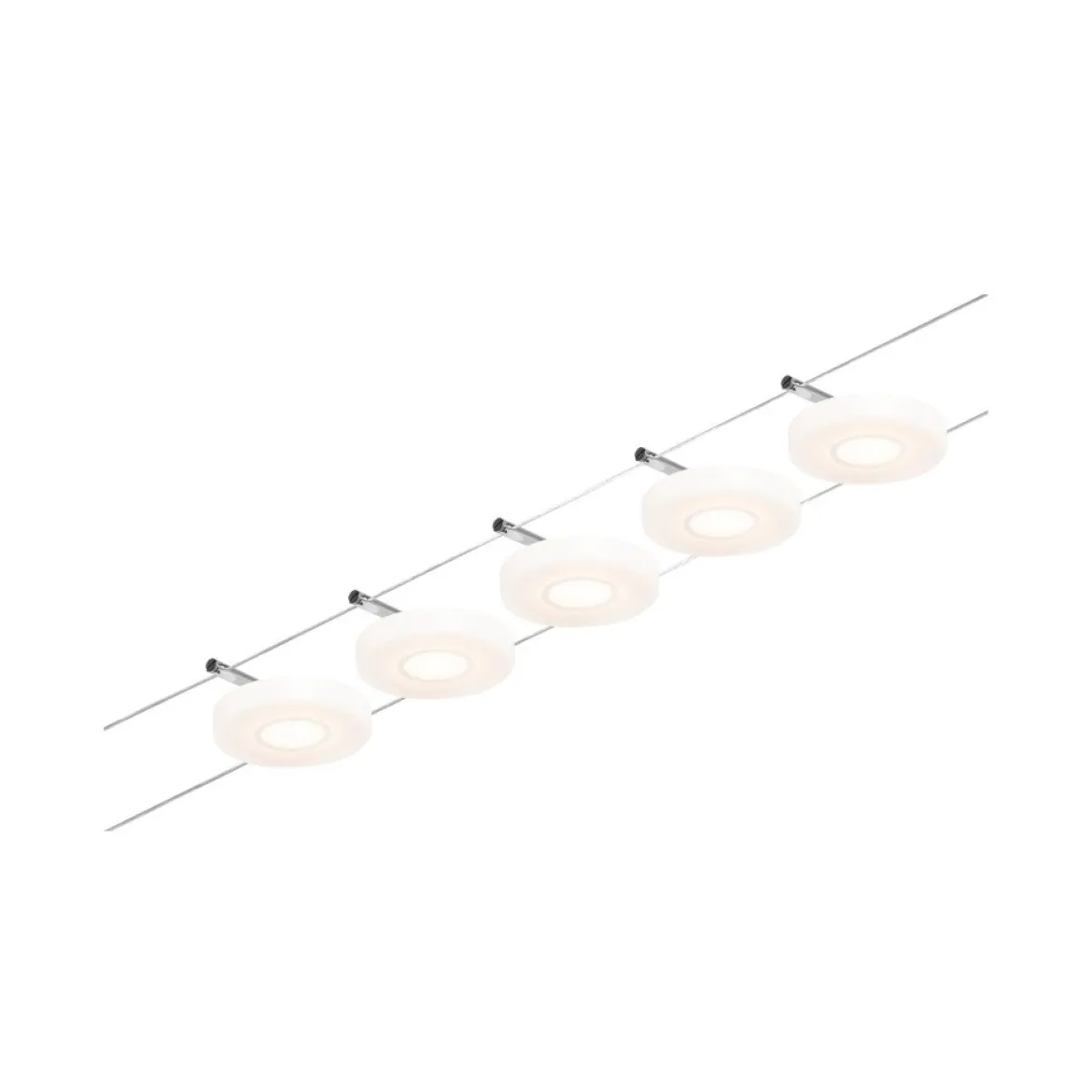 Paulmann No. 94426 Seilsystem DiscLED 5 Spots Chrom Satin 3000K DC 60VA