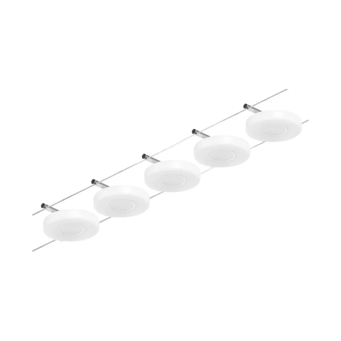 Paulmann No. 94426 Seilsystem DiscLED 5 Spots Chrom Satin 3000K DC 60VA