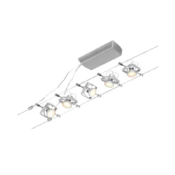 Paulmann No. 94430 Seilsystem Mac II 5 Spots Chrom matt ohne Leuchtmittel DC 60VA