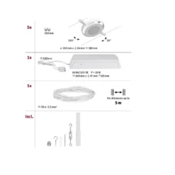 Paulmann No. 94416 Seilsystem RoundMac LED 5 Spots Weiß Chrom 3000K DC 60VA