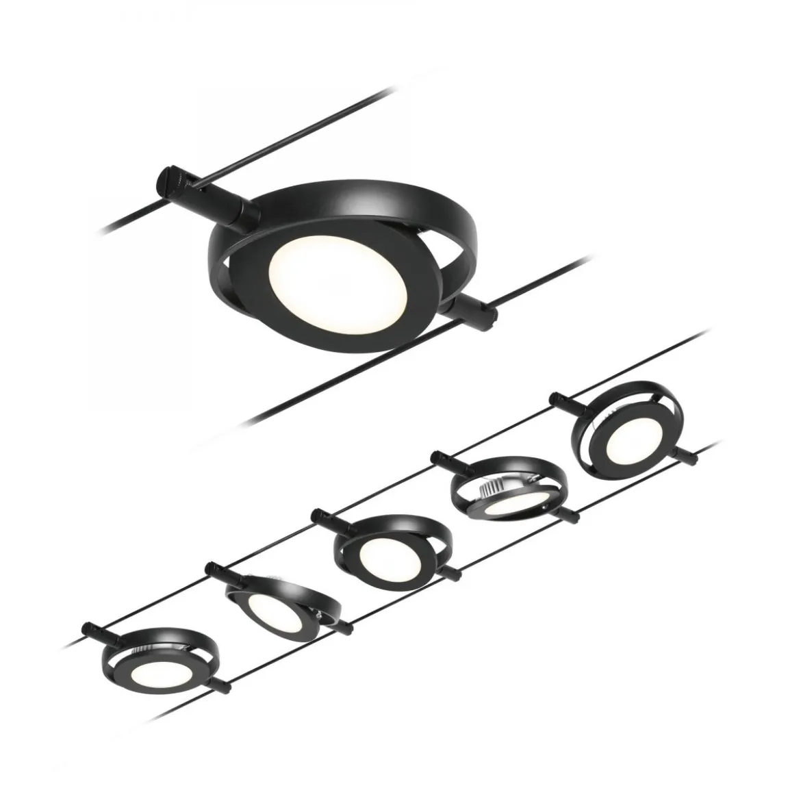 Paulmann No. 94418 Seilsystem RoundMac LED 5 Spots Schwarz matt 3000K DC 60VA