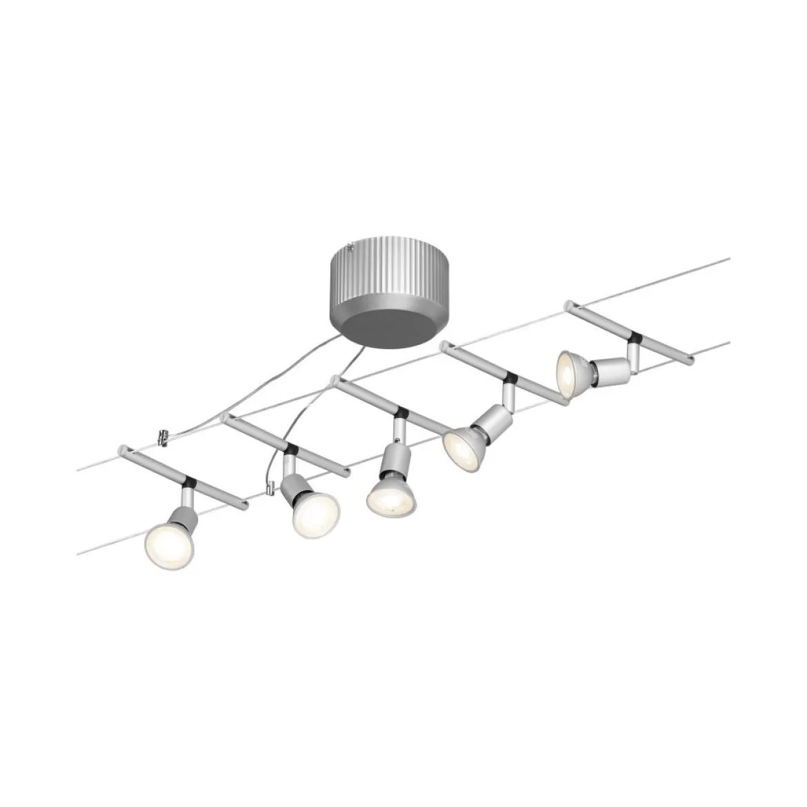 Paulmann No. 94145 Seilsystem Salt Chrom matt mit 5 Spots ohne Leuchtmittel, max. 10W GU5,3