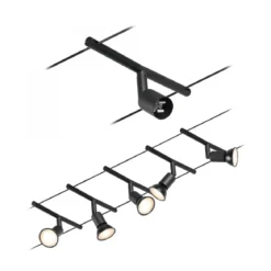 Paulmann No. 94446 Seilsystem Salt 5 Spots Schwarz ohne Leuchtmittel DC 60VA
