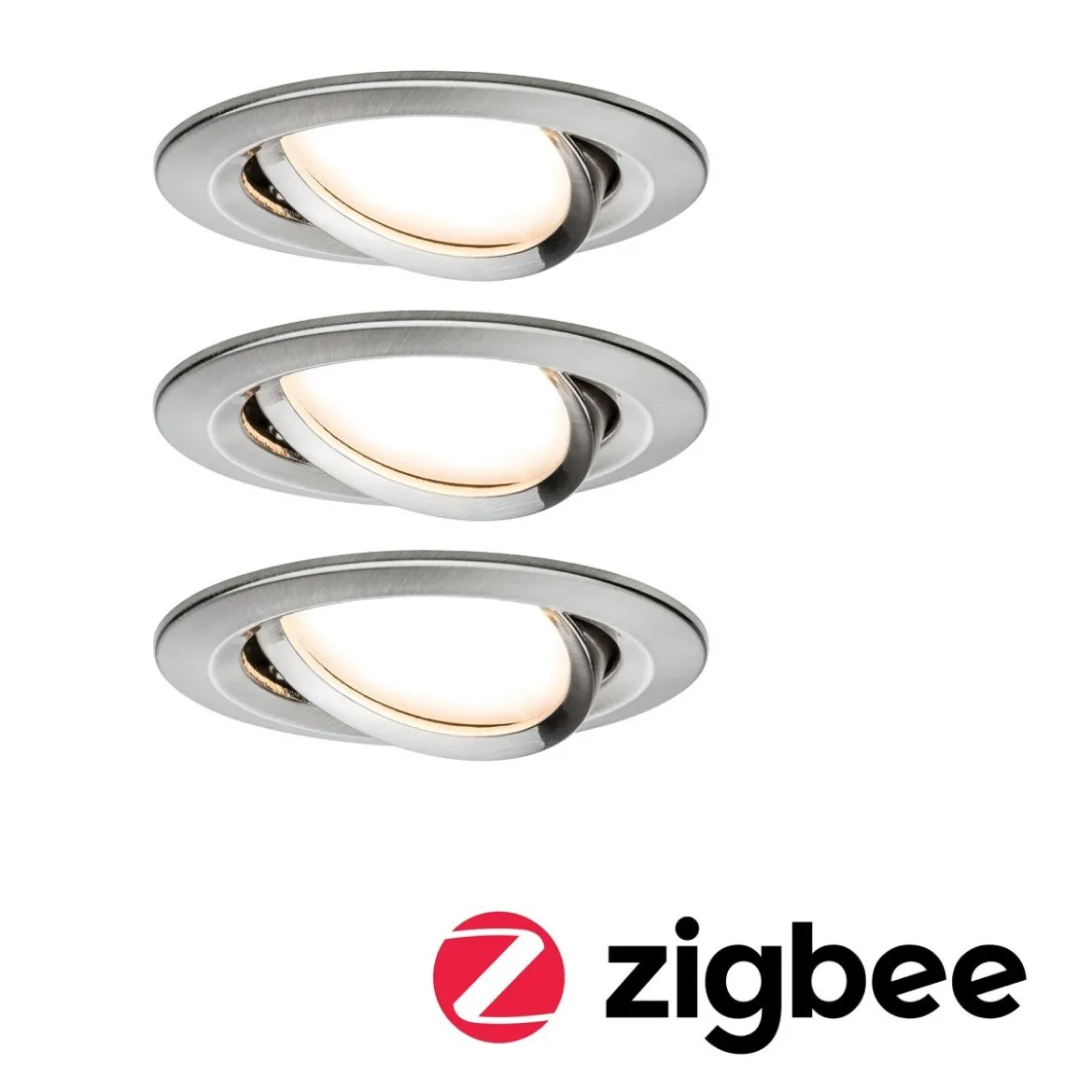 Paulmann No. 92959 SmartHome Zigbee LED Einbauleuchten Set Nova Plus 3x6W Eisen gebürstet
