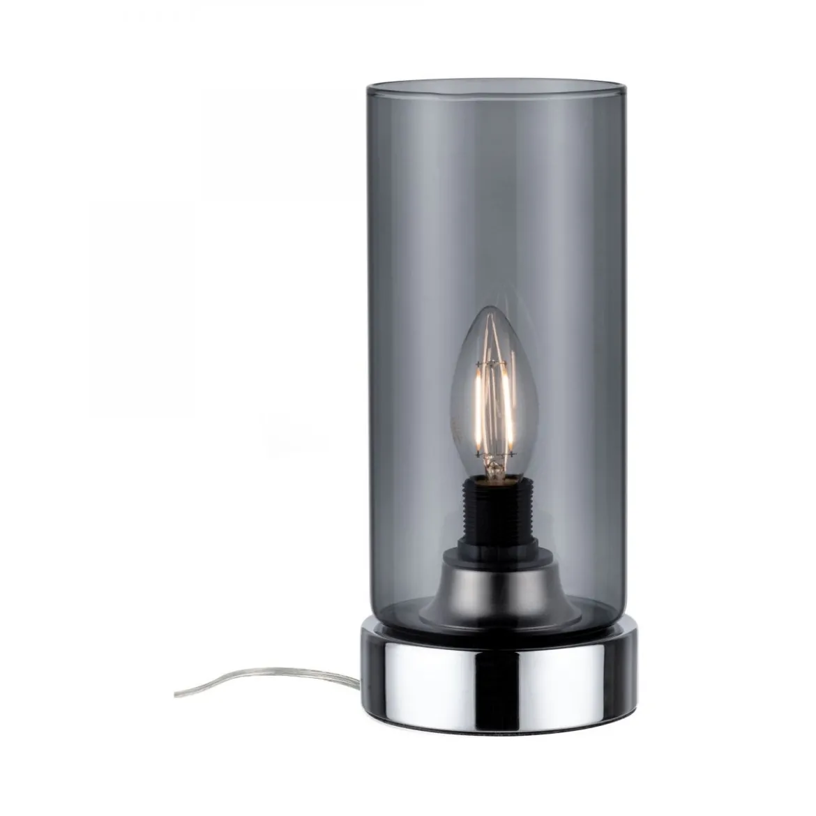 Paulmann No. 77056 Tischleuchte Pinja mit Touchschalter 1-flammig chrom rauchglas