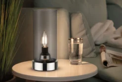 Paulmann No. 77056 Tischleuchte Pinja mit Touchschalter 1-flammig chrom rauchglas