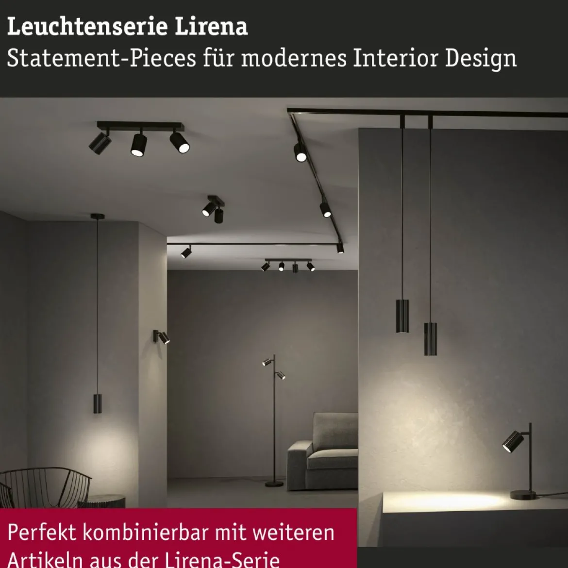 Paulmann 94918 Pendelleuchte Lirena 1-flammig Schwarz GU10 max.10W