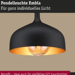Paulmann 77062 Pendelleuchte Neordic Embla II Schwarz Gold E27