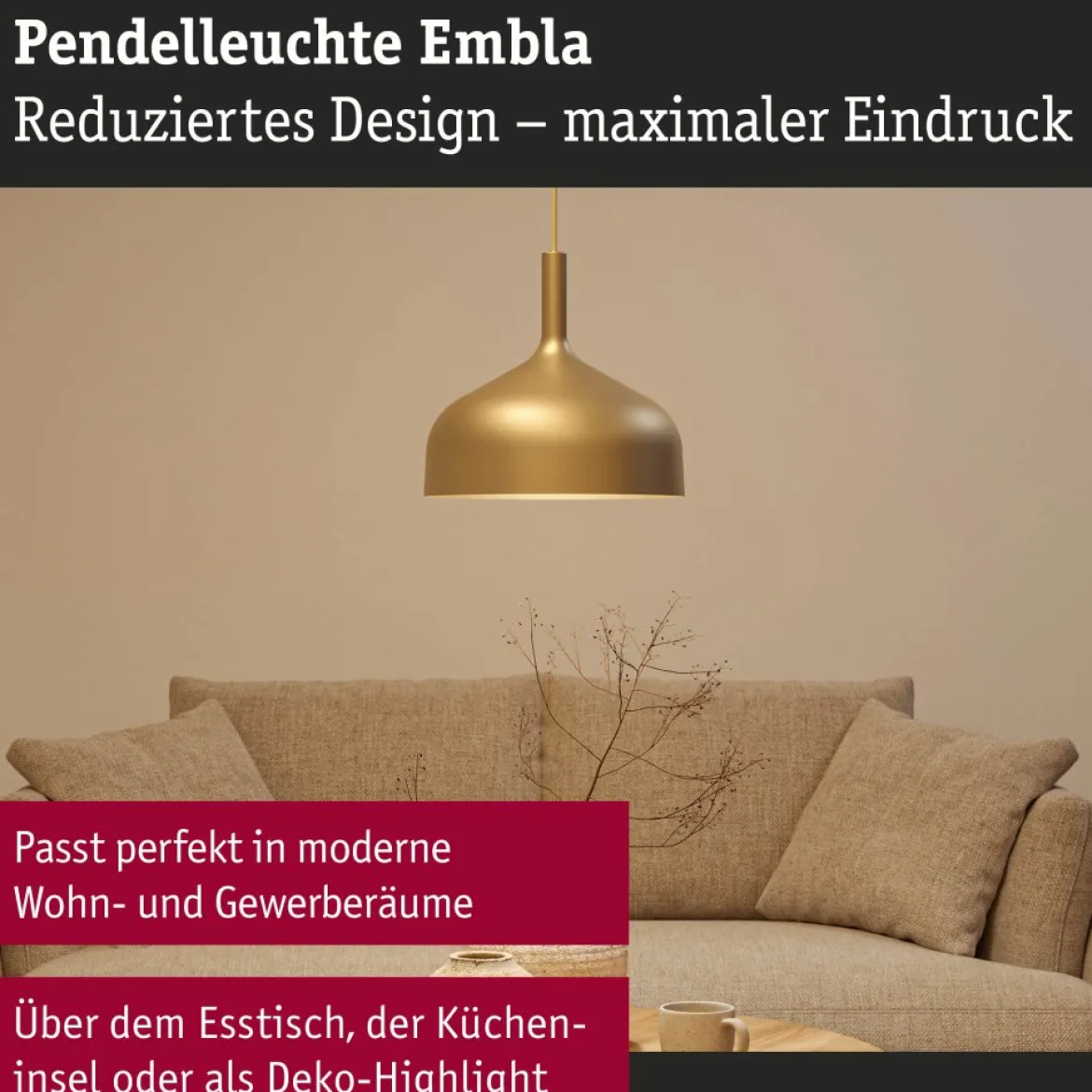 Paulmann 77066 Pendelleuchte Neordic Embla II Gold E27