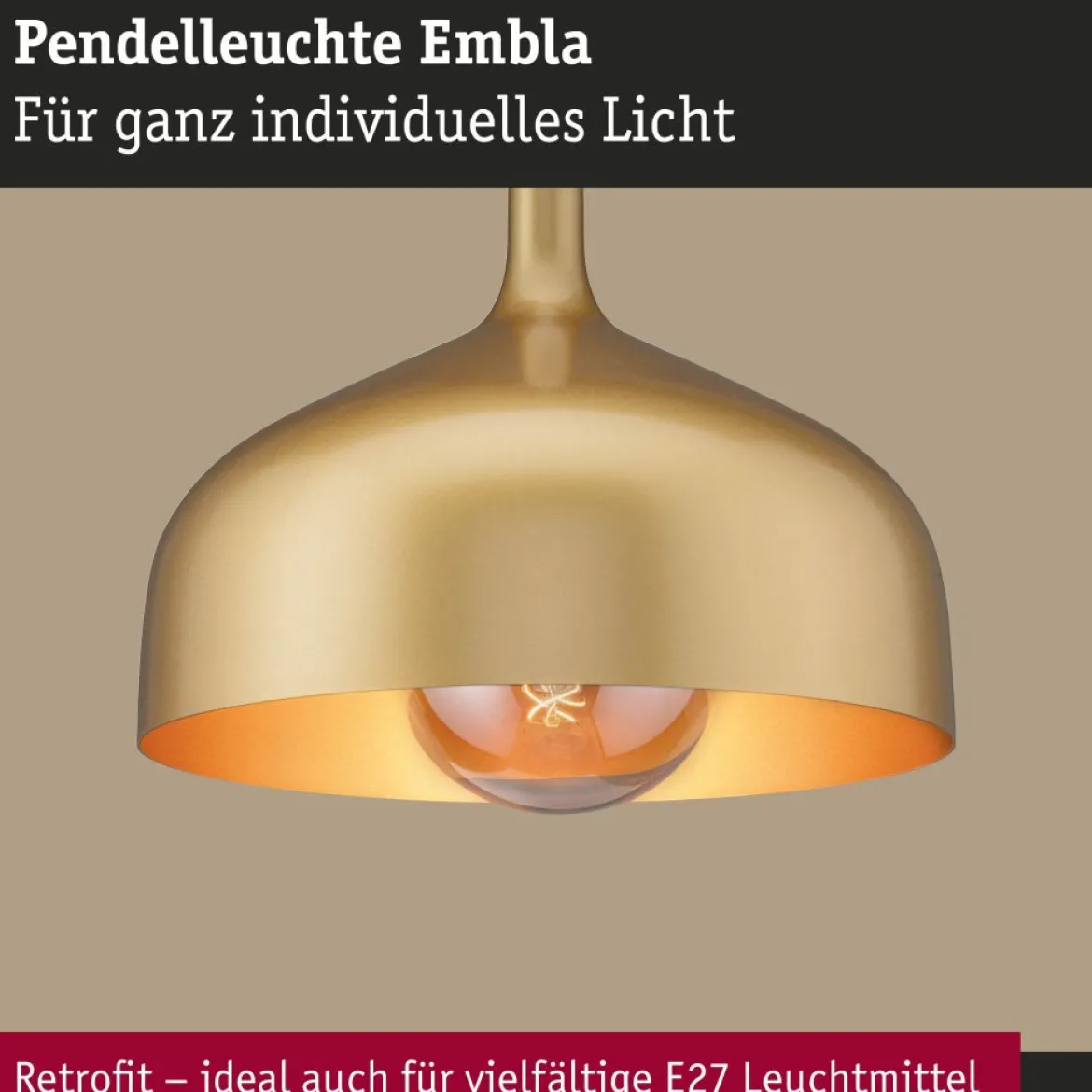 Paulmann 77066 Pendelleuchte Neordic Embla II Gold E27