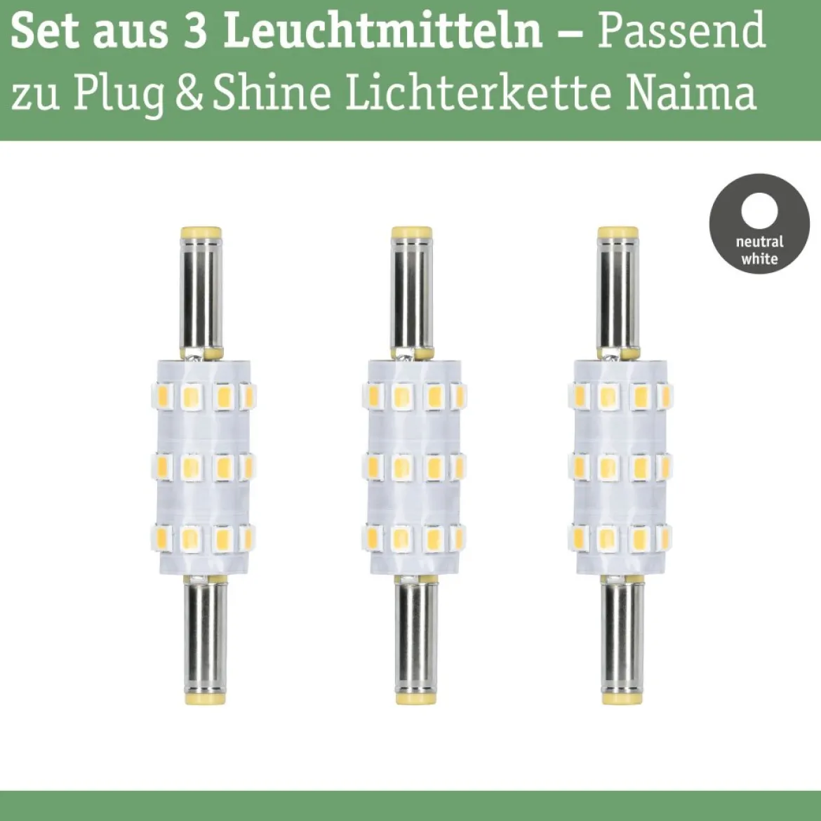 Paulmann 29275 Plug&Shine LED Stecksockel Naima 3er-Set 4000K