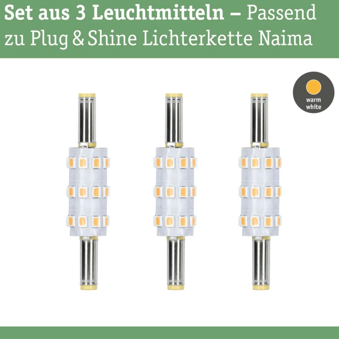 Paulmann 29273 Plug&Shine LED Stecksockel Naima 3er-Set 3000K