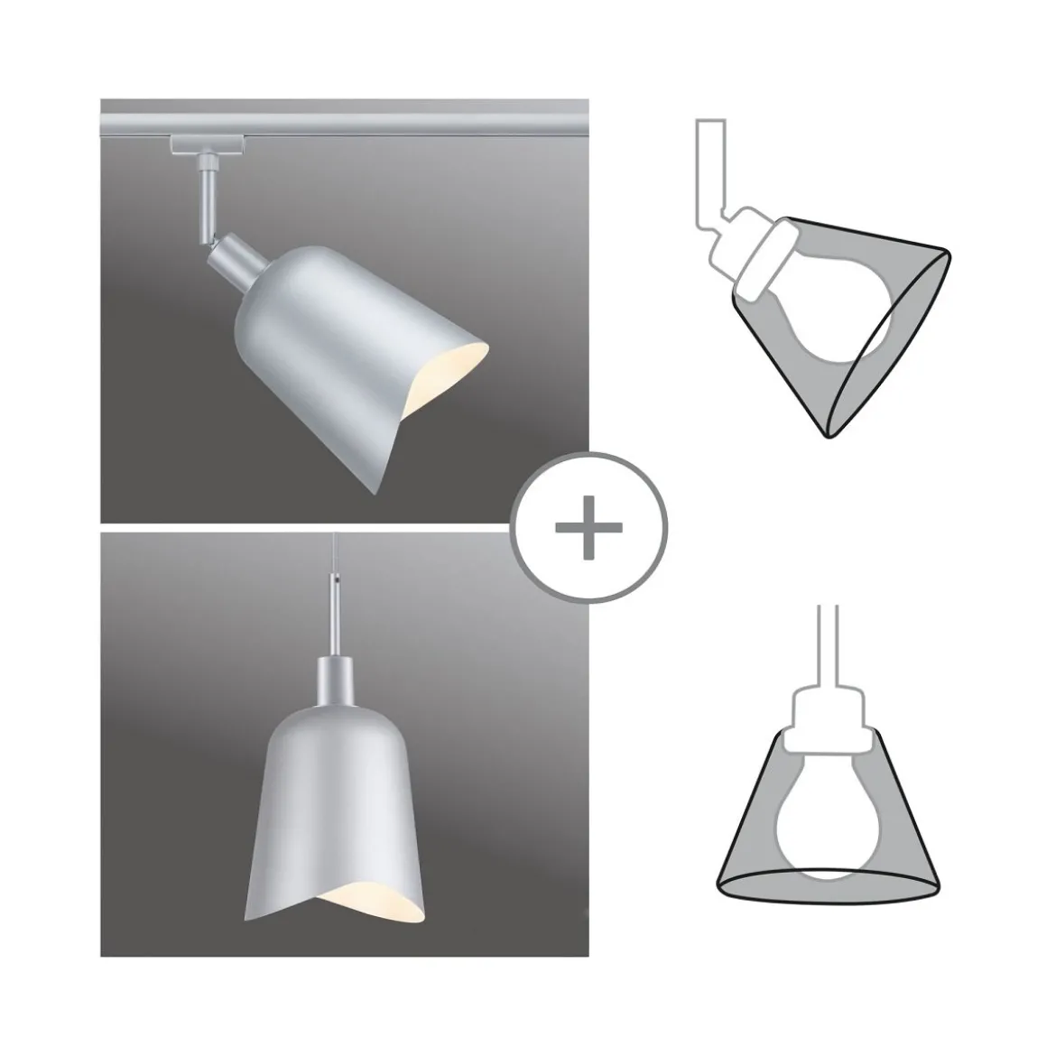 Paulmann 95602 Schienensystem Urail Schirm Alvaro DecoSystems 144mm Chrom matt