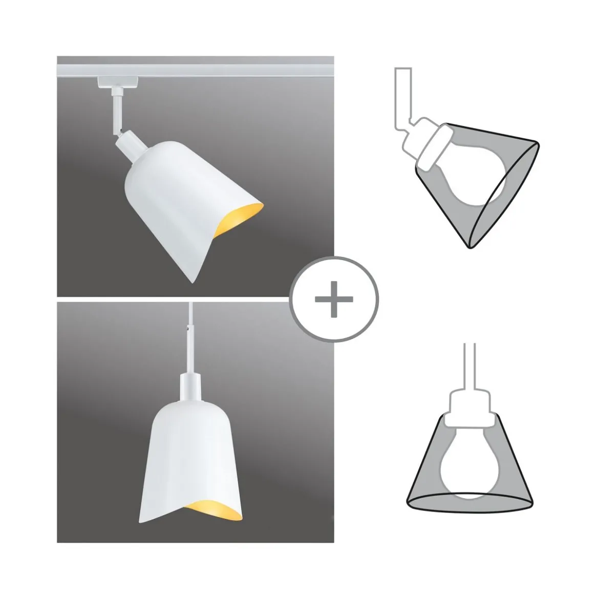 Paulmann 95603 Schienensystem Urail Schirm Alvaro DecoSystems 144mm Weiss Gold