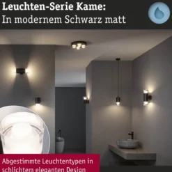 Paulmann 79560 Selection Bathroom LED Wandleuchte Kame 2-flammig 3000K Schwarz IP44