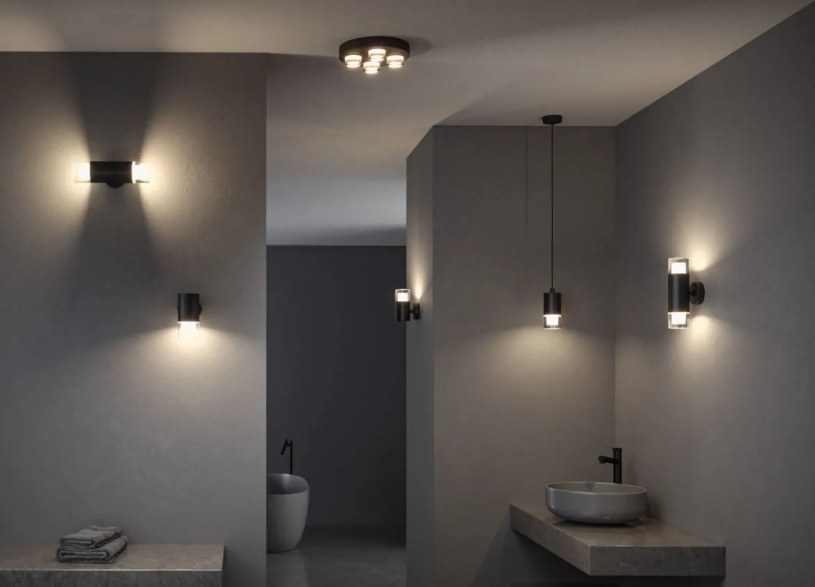 Paulmann 79560 Selection Bathroom LED Wandleuchte Kame 2-flammig 3000K Schwarz IP44