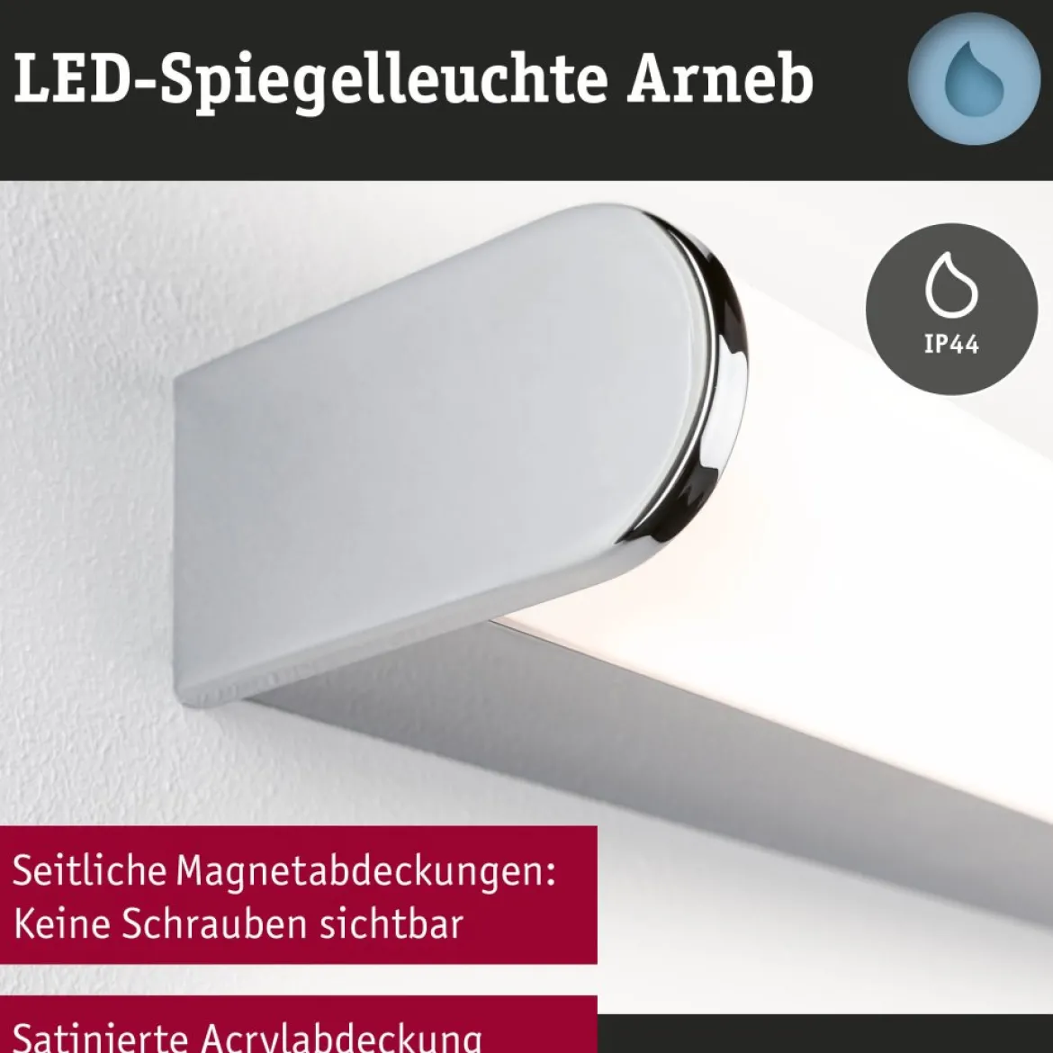 Paulmann 71210 Selection Bathroom LED Wandleuchte Arneb 3000K 230V 12,5W Chrom