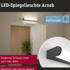 Paulmann 71211 Selection Bathroom LED Wandleuchte Arneb 3000K 230V 9W Schwarz