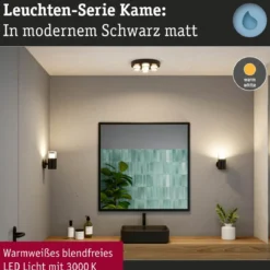 Paulmann 79559 Selection Bathroom LED Wandleuchte Kame 16cm 3000K Schwarz IP44