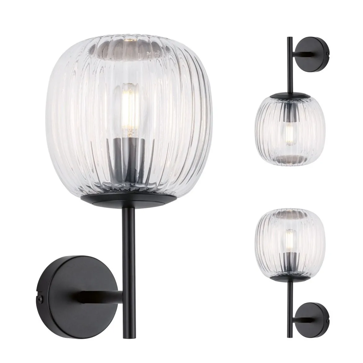 Paulmann 71144 Selection Bathroom Wandleuchte Ruya Klarglas Schwarz E14 IP44