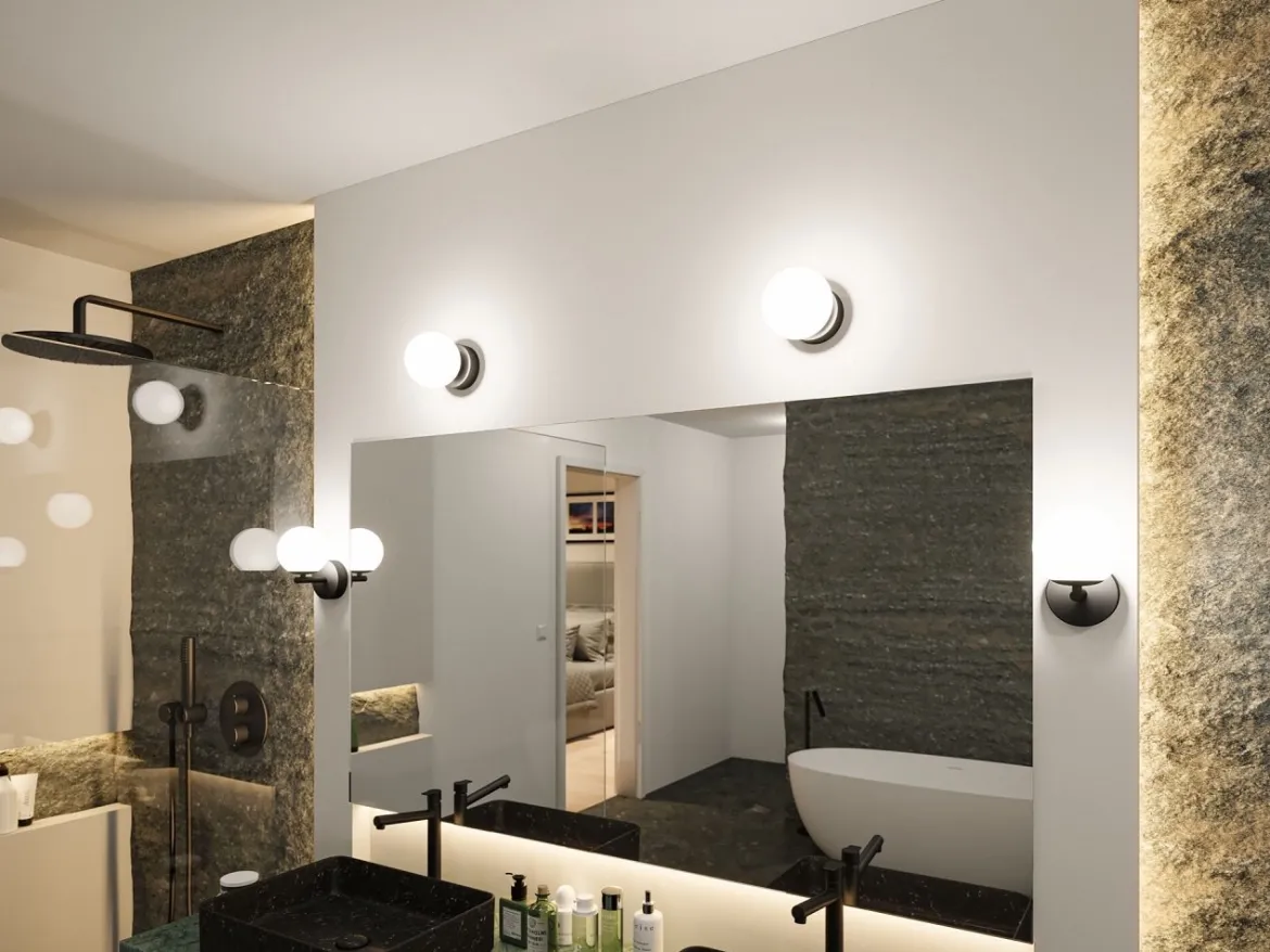 Paulmann 71074 Selection Bathroom LED Wandleuchte Gove 12cm Schwarz Satin 3000K IP44