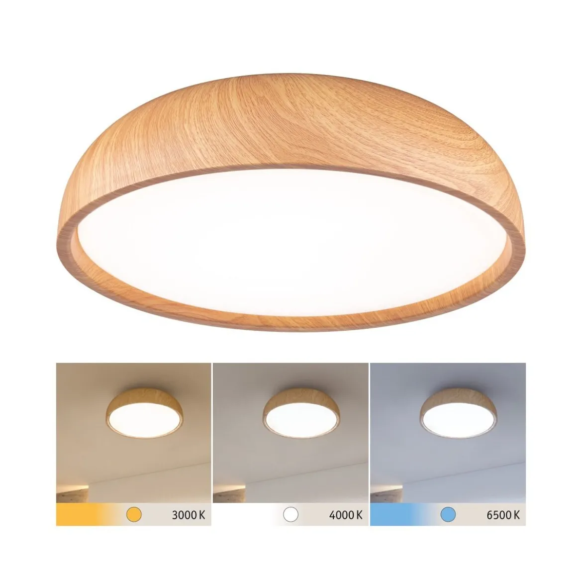 Paulmann 71083 Selection Bathroom LED Deckenleuchte Oka IP44 White Switch Holzoptik