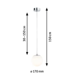 Paulmann 71066 Selection Bathroom LED Pendelleuchte Gove 17cm Chrom Satin 3000K IP44