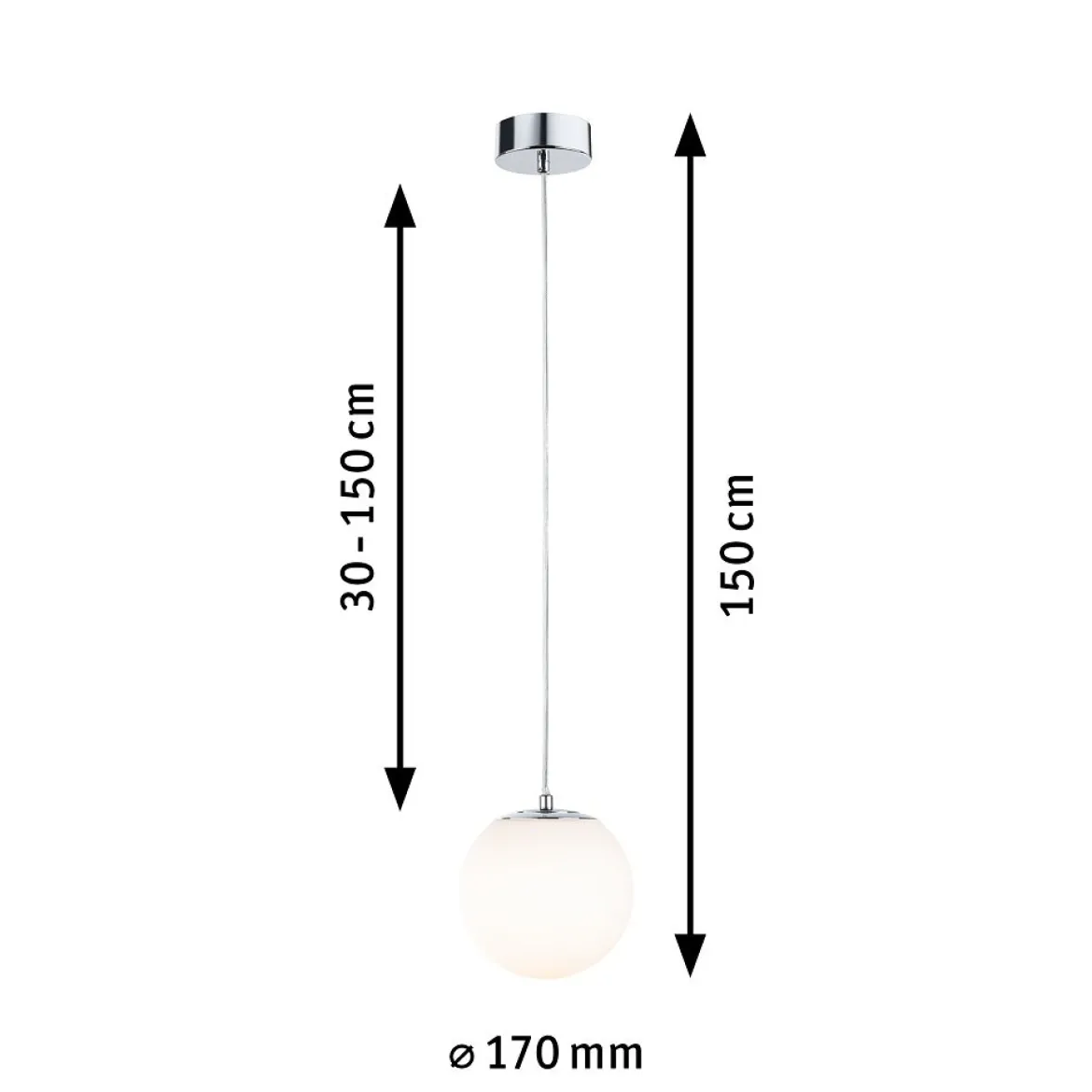 Paulmann 71066 Selection Bathroom LED Pendelleuchte Gove 17cm Chrom Satin 3000K IP44