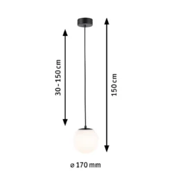 Paulmann 71073 Selection Bathroom LED Pendelleuchte Gove 17cm Schwarz Satin 3000K IP44