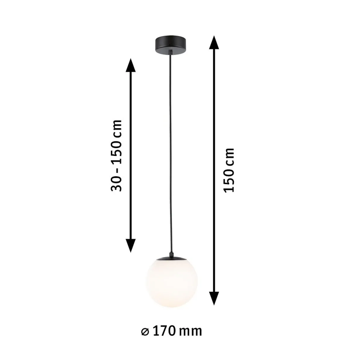 Paulmann 71073 Selection Bathroom LED Pendelleuchte Gove 17cm Schwarz Satin 3000K IP44