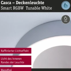 Paulmann 75415 Smart Home LED Deckenleuchte Casca Alu IP44 RGBW 40cm