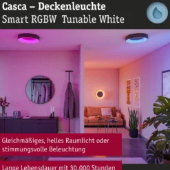 Paulmann 75416 Smart Home LED Deckenleuchte Casca schwarz IP44 RGBW 40cm