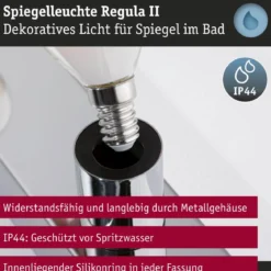 Paulmann 80096 Spiegelleuchte Regula II 3-flammig E14 Chrom IP44