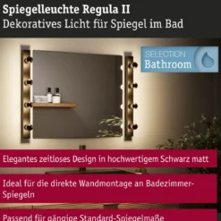 Paulmann 80099 Spiegelleuchte Regula II 4-flammig E14 Schwarz IP44
