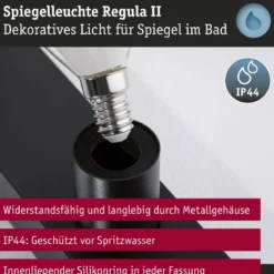 Paulmann 80099 Spiegelleuchte Regula II 4-flammig E14 Schwarz IP44