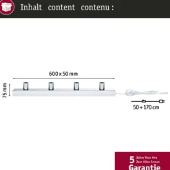 Paulmann 80100 Spiegelleuchte Regula II Stecker 4-flammig E14 Chrom IP44