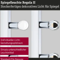 Paulmann 80100 Spiegelleuchte Regula II Stecker 4-flammig E14 Chrom IP44