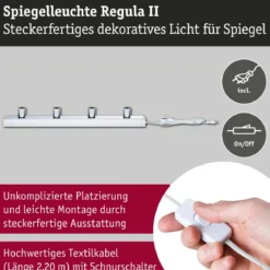 Paulmann 80100 Spiegelleuchte Regula II Stecker 4-flammig E14 Chrom IP44