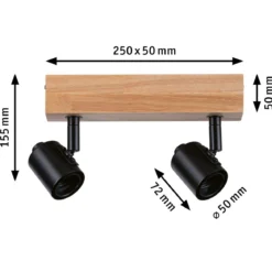 Paulmann 66771 Spotlight Arvid 2-flammig E27 230V max.20W Schwarz Holz